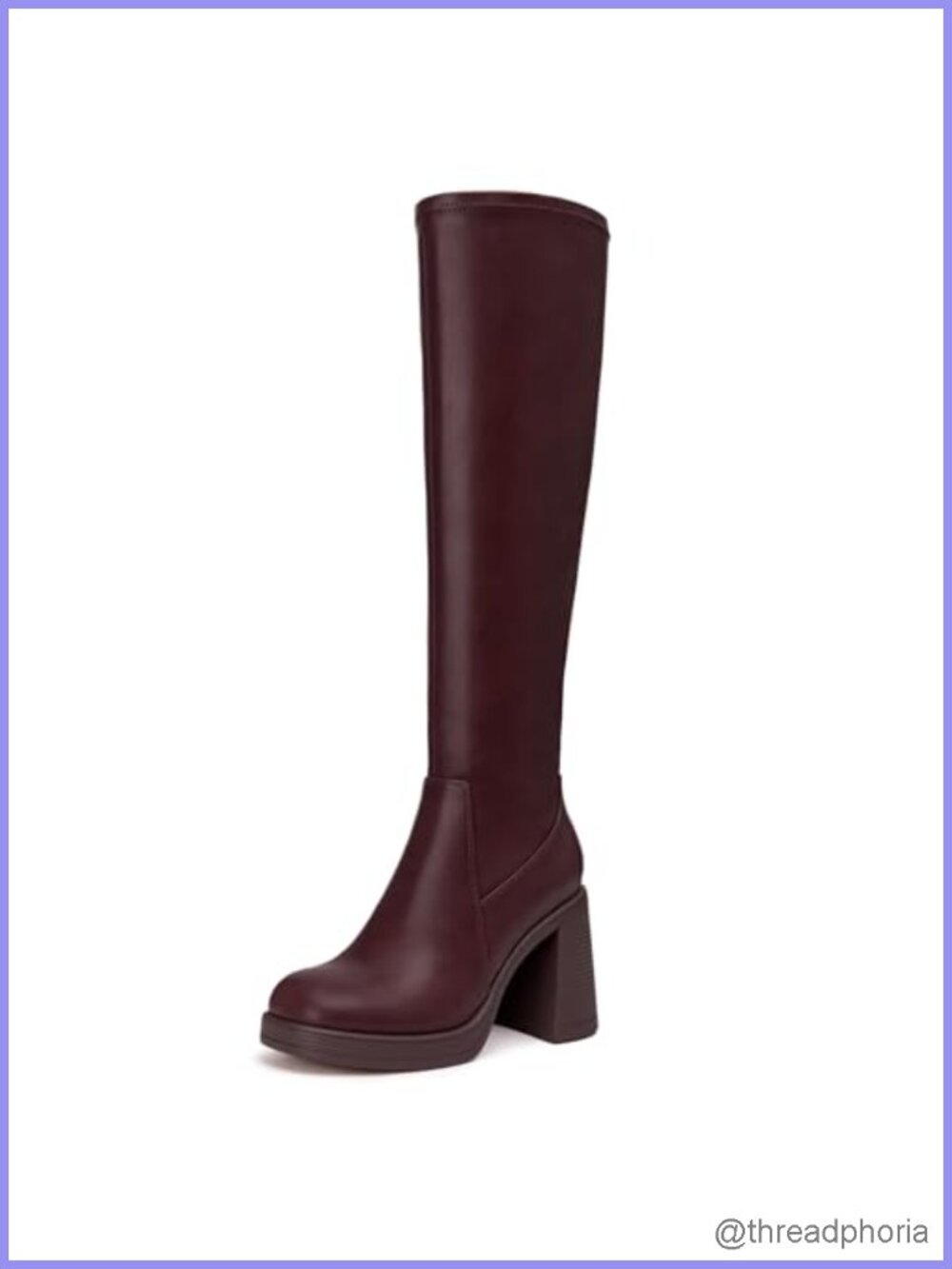 Knee High Boots for Women Stretch Chunky Platform Tall Boots Faux Leather